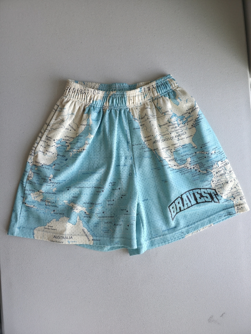 Bravest Studios Atlas Shorts Teal Mesh XL EUC Streetwear Gorpcore AOP